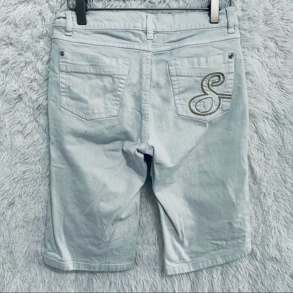 Southpole White Jean Shorts 7 Bermuda Length - Picture 9 of 13